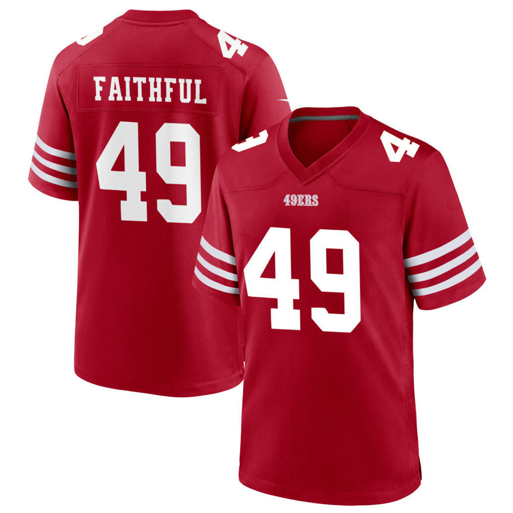 Qdoa SF.49ers #49 The Faithful Player Scarlet Home Game Football Jerseys