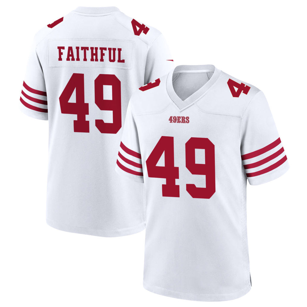 Qdoa SF.49ers #49 The Faithful Player White Home Game Football Jerseys
