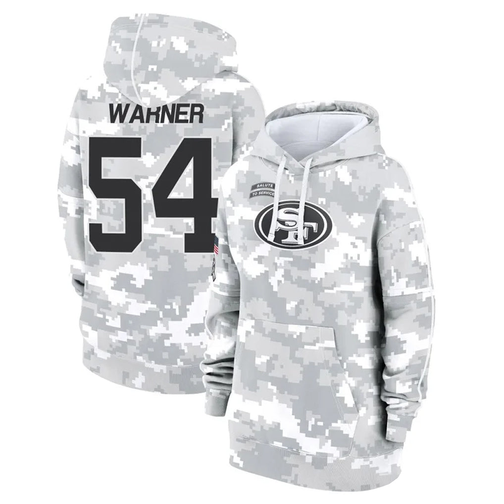 Qdoa SF.49ers #54 Fred Warner Player Arctic Camo Salute to Service Hoodies Stitched Jerseys