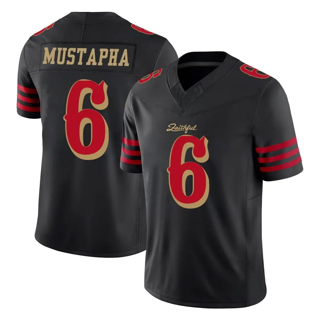 Qdoa SF.49ers #6 Malik Mustapha Player Black Limited Rivalries Collection Home Game Stitched Jerseys