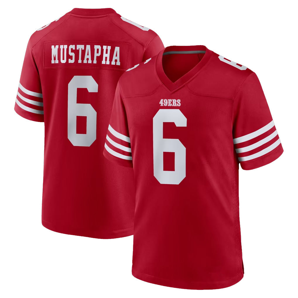 Qdoa SF.49ers #6 Malik Mustapha Player Red Game Home Stitched Jerseys
