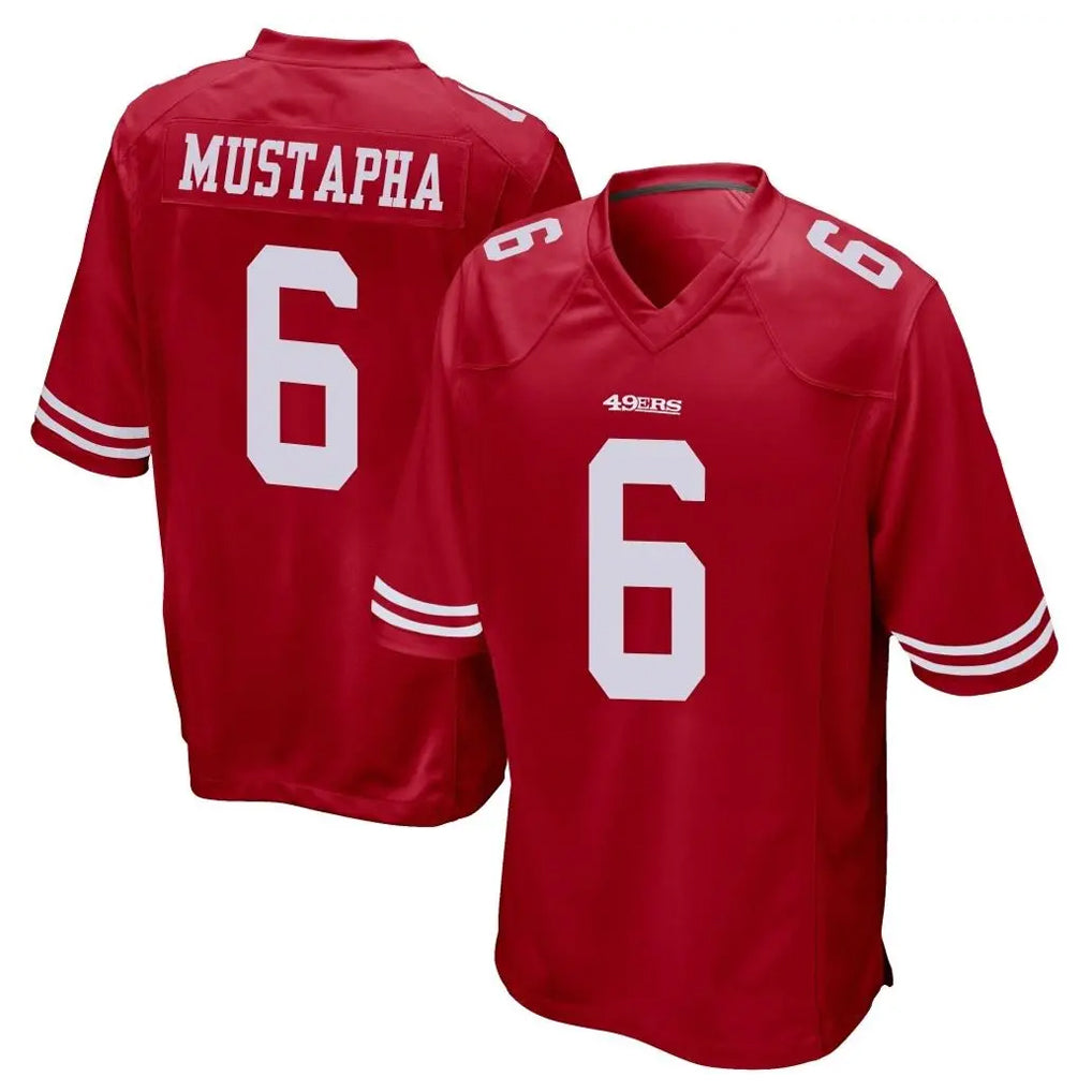 Qdoa SF.49ers #6 Malik Mustapha Player Red Home Game Stitched Jerseys