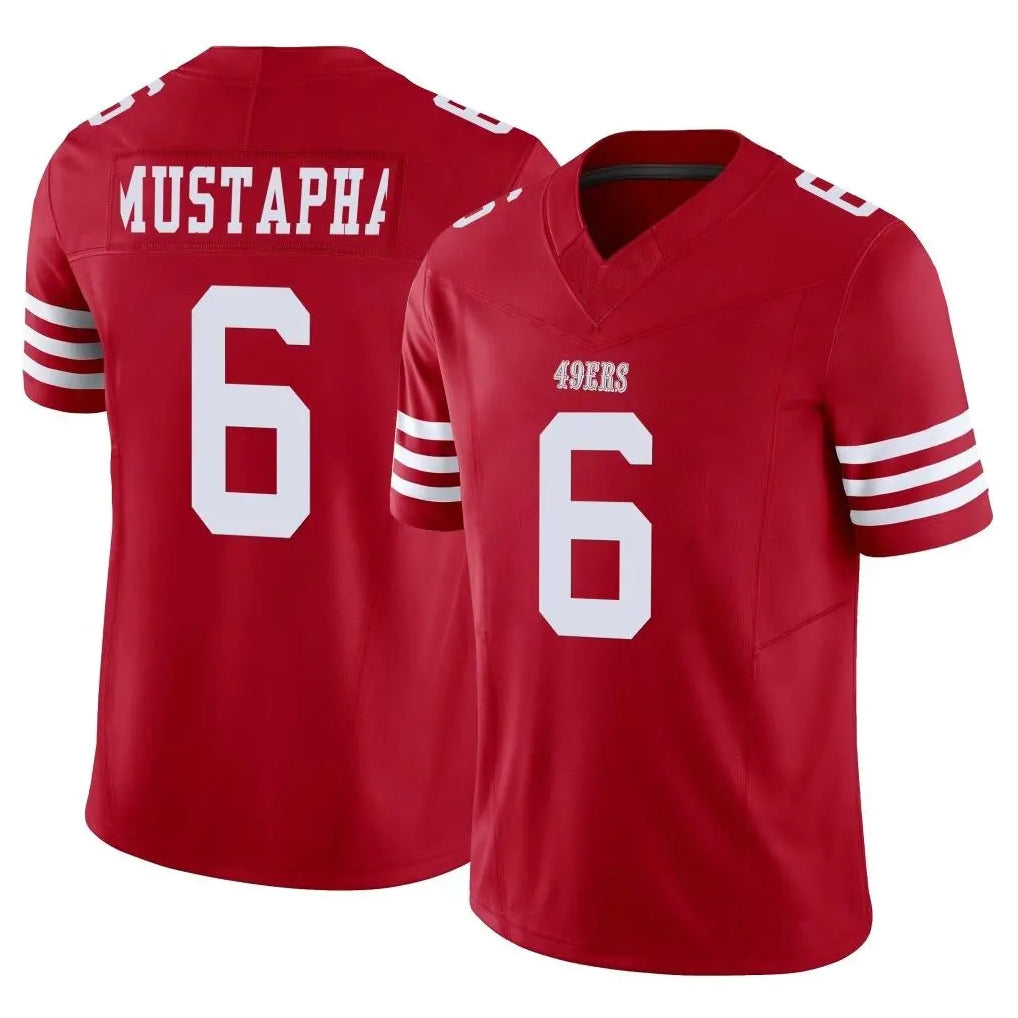 Qdoa SF.49ers #6 Malik Mustapha Player Red Limited Vapor F.U.S.E. Home Game Stitched Jerseys