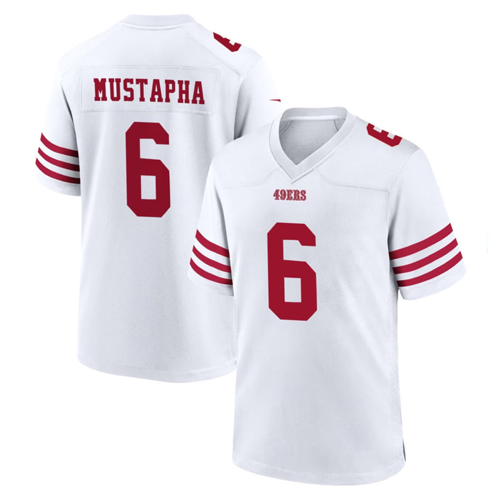 Qdoa SF.49ers #6 Malik Mustapha Player White Game Home Stitched Jerseys