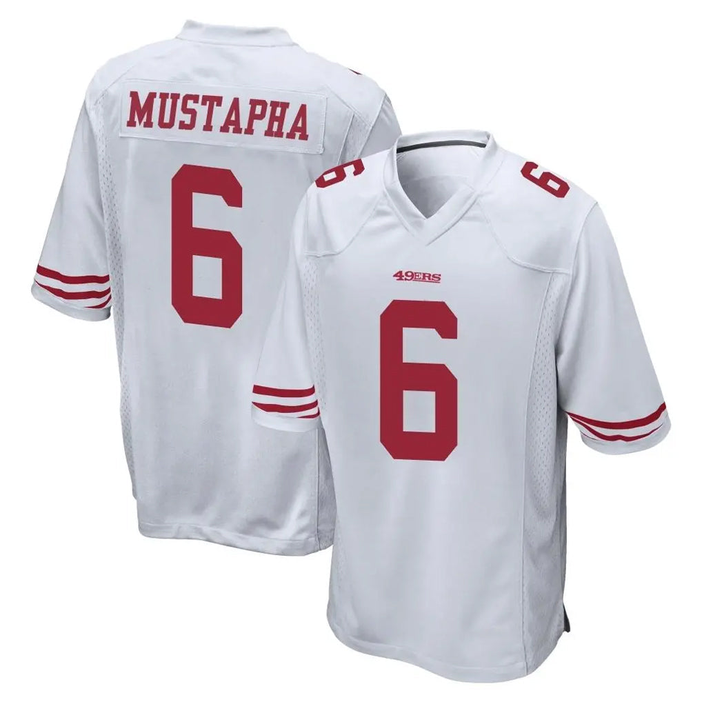Qdoa SF.49ers #6 Malik Mustapha Player White Home Game Stitched Jerseys