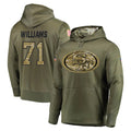 Qdoa SF.49ers #71 Trent Williams Player Olive Salute to Service Pullover Hoodie Home Game Stitched Jerseys