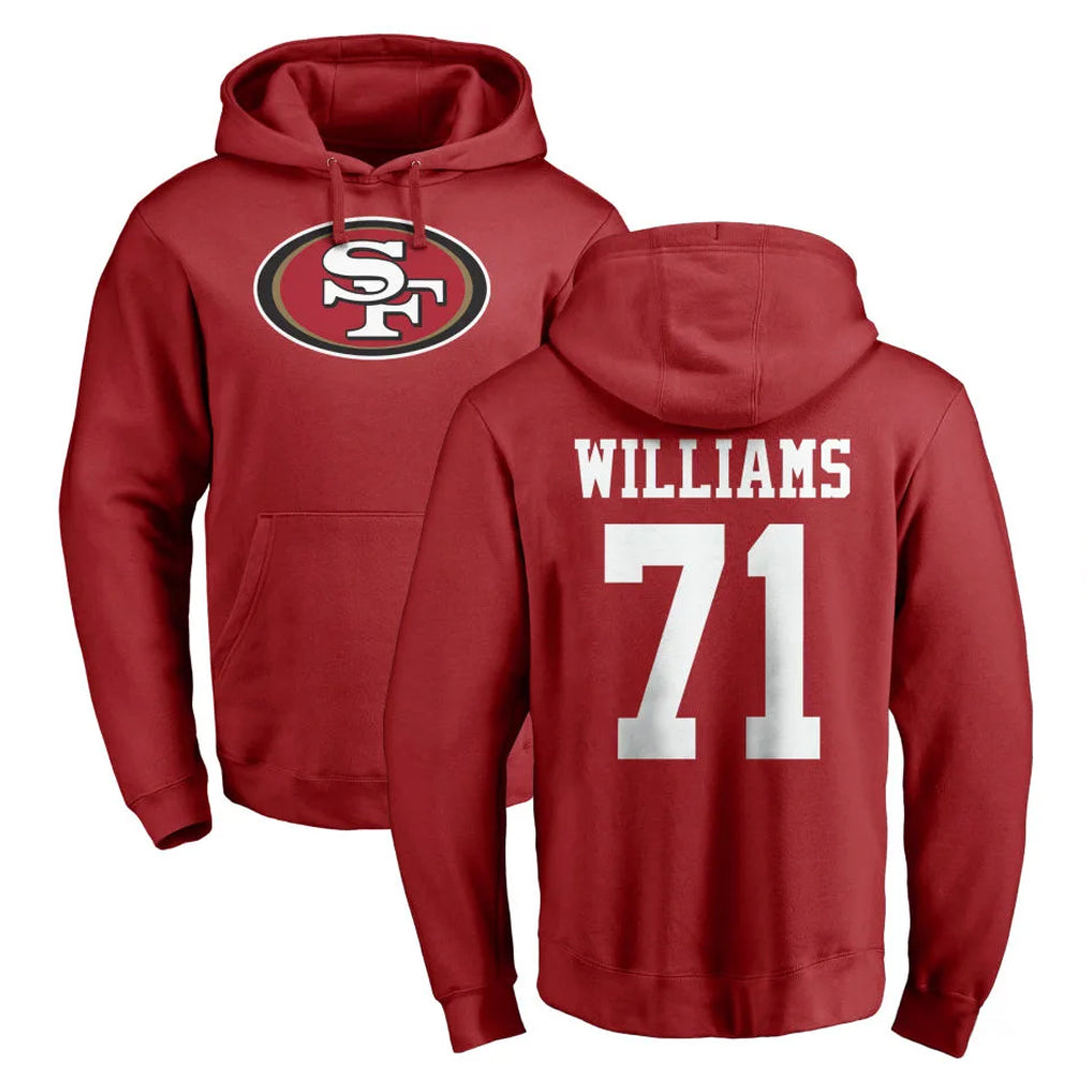 Qdoa SF.49ers #71 Trent Williams Player Red LOGO Pullover Hoodies Home Game Stitched Jerseys