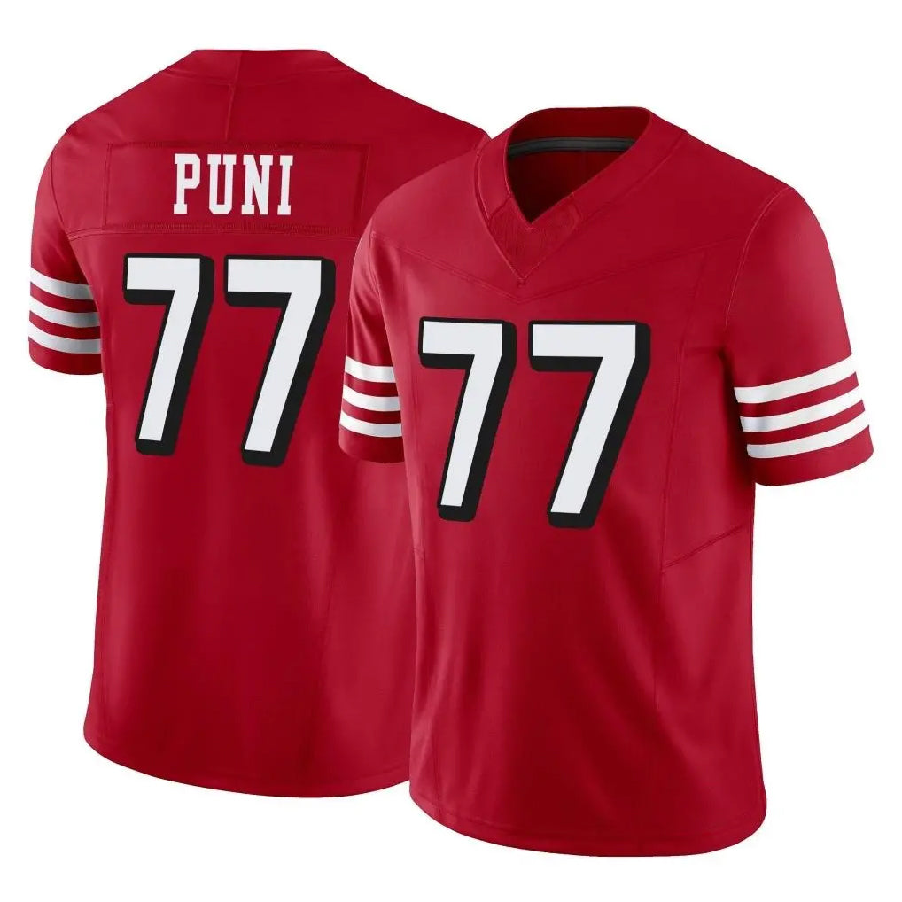 Qdoa SF.49ers #77 Dominick Puni Player Red Limited Alternate Vapor F.U.S.E. Home Game Stitched Jerseys