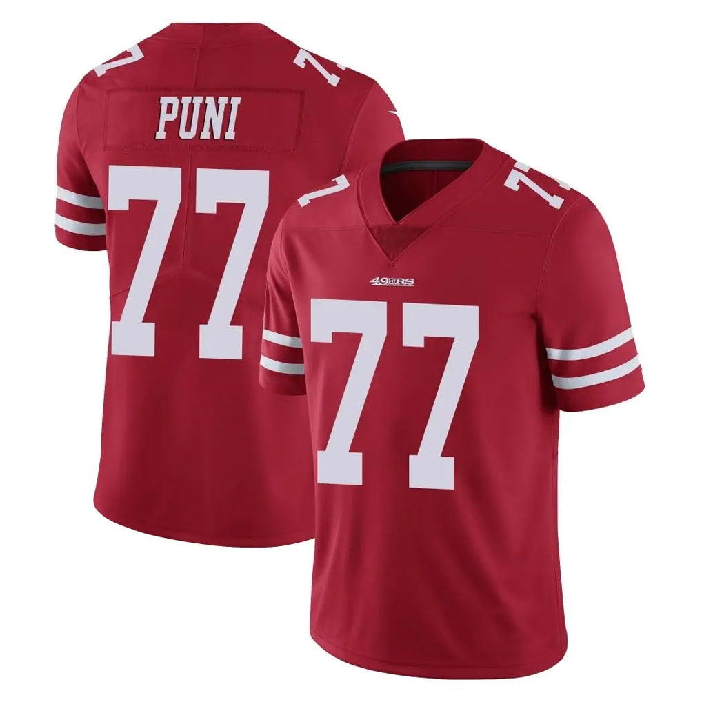 Qdoa SF.49ers #77 Dominick Puni Player Red Limited Vapor Untouchable Home Game Stitched Jerseys