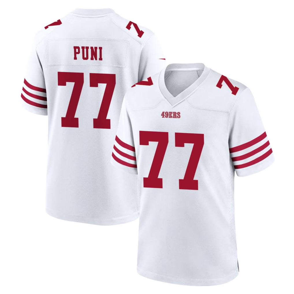 Qdoa SF.49ers #77 Dominick Puni Player White Game Home Stitched Jerseys