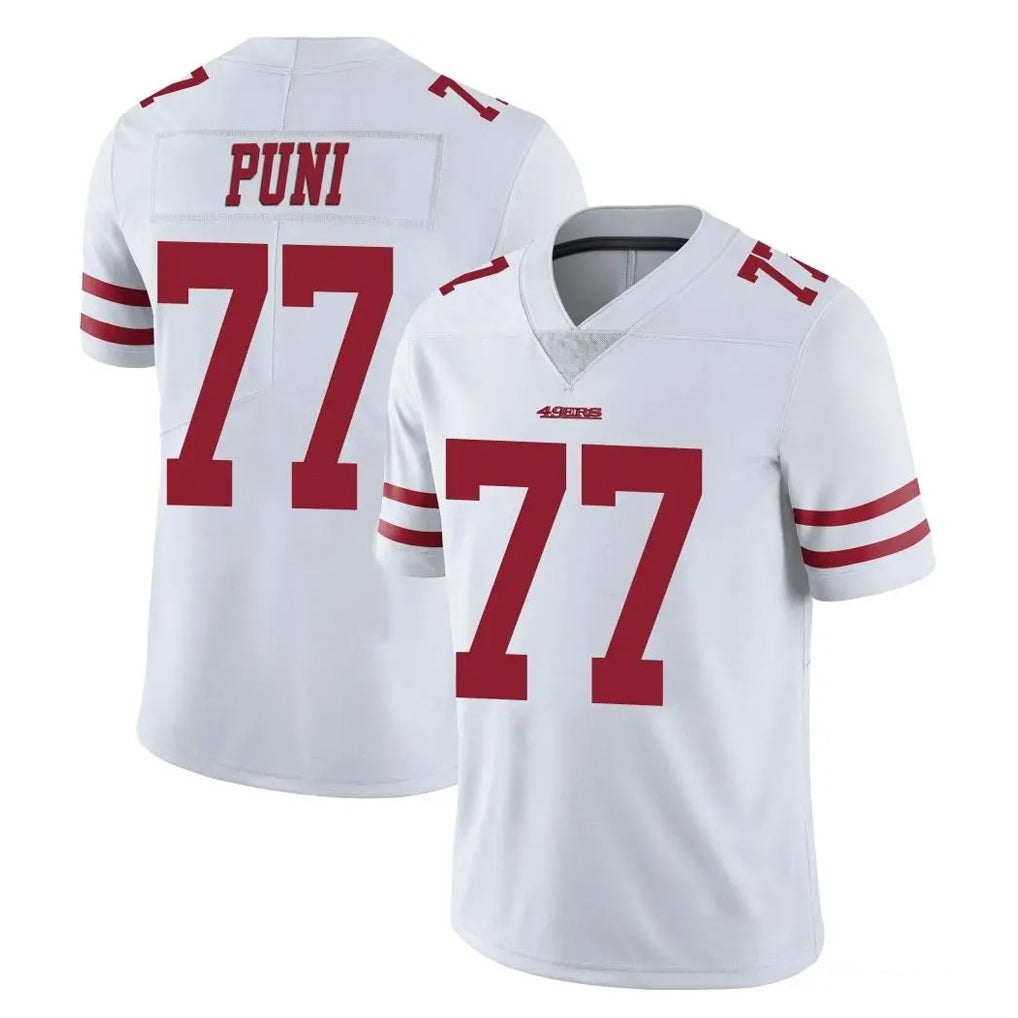 Qdoa SF.49ers #77 Dominick Puni Player White Limited Vapor Untouchable Home Game Stitched Jerseys