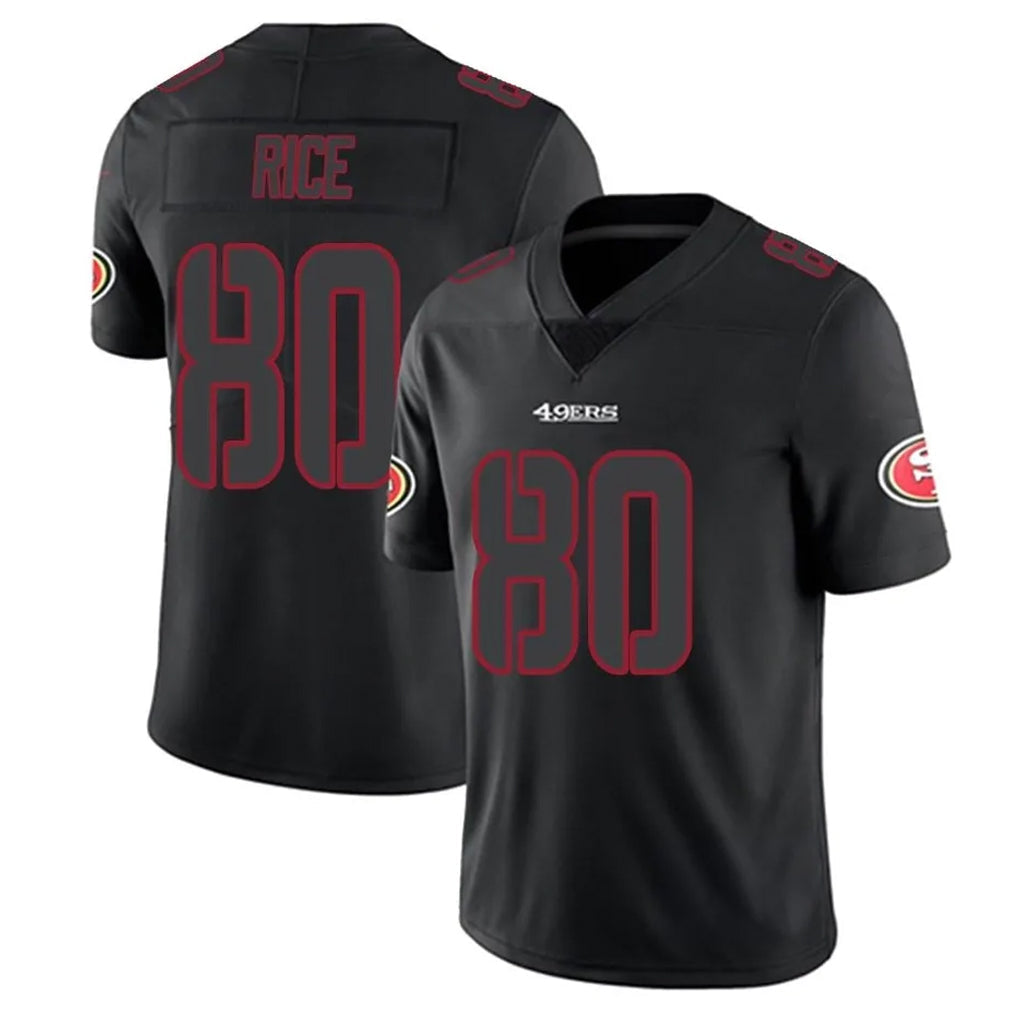 Qdoa SF.49ers #80 Jerry Rice Player Black Limited Rush Impact Stitched Jerseys
