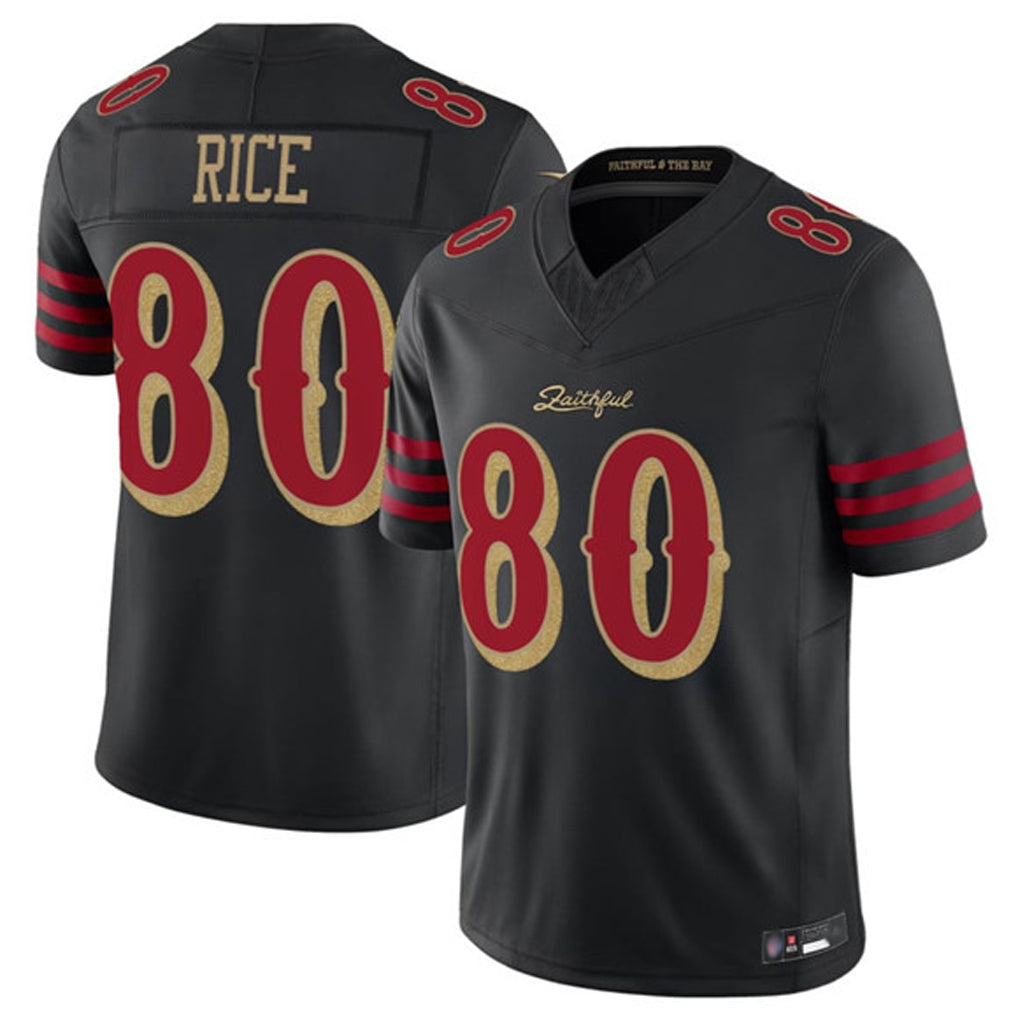 Qdoa SF.49ers #80 Jerry Rice Player Black Vapor F.U.S.E. Limited Stitched Jerseys