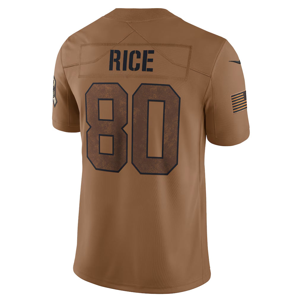 Qdoa SF.49ers #80 Jerry Rice Player Brown Salute To Service Limited Stitched Jerseys