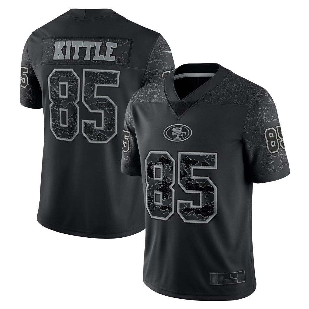 Qdoa SF.49ers #85 George Kittle Player Black RFLCTV Limited Stitched Jerseys
