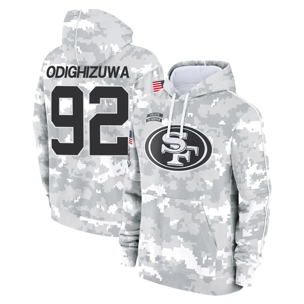 Qdoa SF.49ers #92 Osa Odighizuwa Player Arctic Camo Limited Salute to Service Pullover Hoodies Game Stitched Jerseys