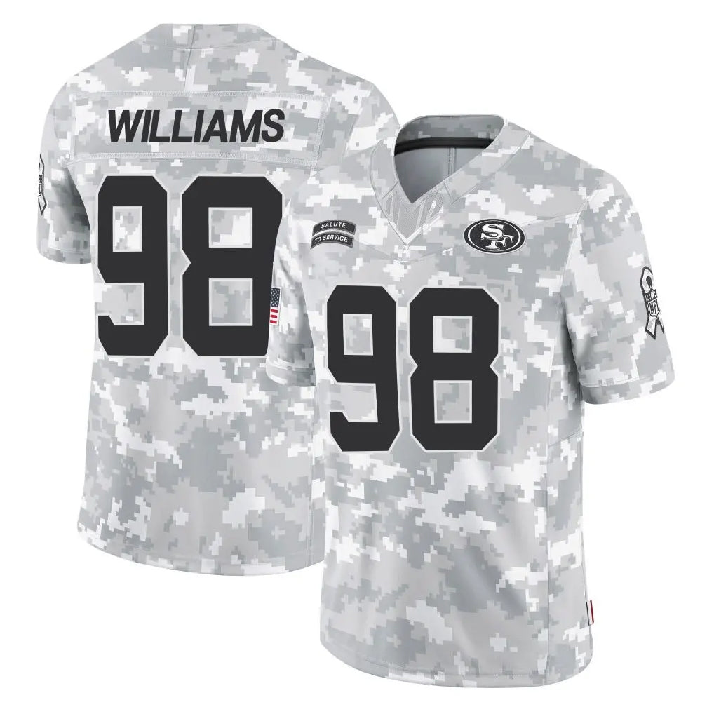 Qdoa SF.49ers #98 Mykel Williams Player Arctic Camo Limited Salute To Service Home Game Stitched Jerseys