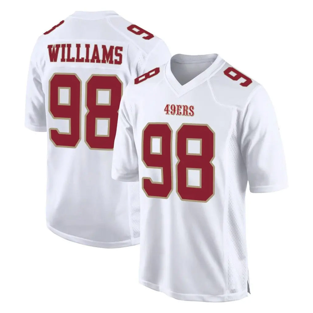 Qdoa SF.49ers #98 Mykel Williams Player White Fashion Home Game Stitched Jerseys