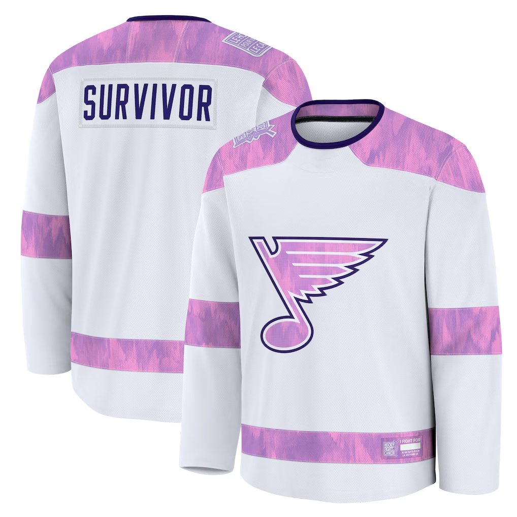 Qdoa St.L.Blues White Hockey Fights Cancer Survivor Practice Jerseys