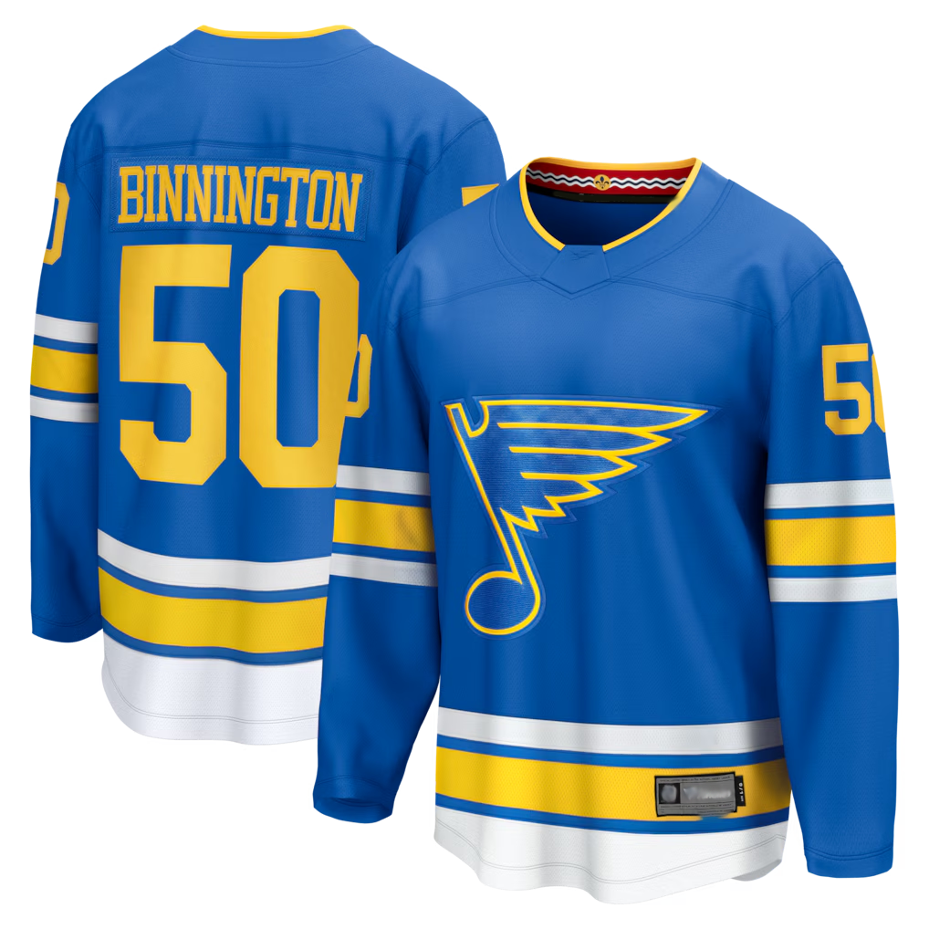 Qdoa St.L.Blues #50 Jordan Binnington Blue Home Breakaway Jerseys