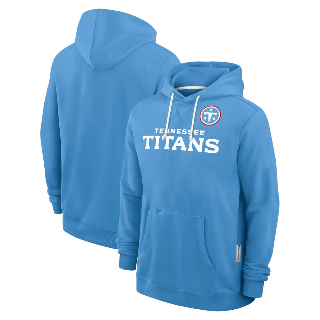 Qdoa T.Titans Light Blue LOGO Pullover Hoodies Home Game Blank Player Stitched Jerseys
