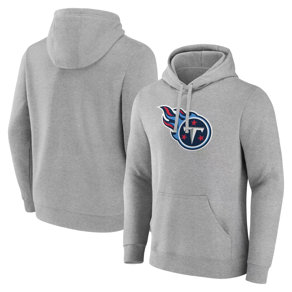 Qdoa T.Titans Light Gray LOGO Pullover Hoodies Home Game Blank Player Stitched Jerseys