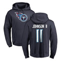 Qdoa T.Titans #11 Jermaine Johnson II Player Navy Logo Pullover Hoodies Home Game Stitched Jerseys