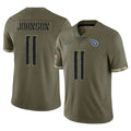 Qdoa T.Titans #11 Jermaine Johnson II Player Olive Limited Salute to Service Home Game Stitched Jerseys