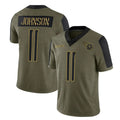 Qdoa T.Titans #11 Jermaine Johnson II Player Olive Salute to Service Limited Home Game Stitched Jerseys