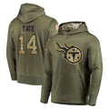 Qdoa T.Titans #14 Carnell Tate Player Olive Salute to Service Pullover Hoodies Home Game Stitched Jerseys