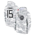 Qdoa T.Titans #15 Keldric Faulk Player Camo Arctic Salute to Service Pullover Hoodies Home Game Stitched Jerseys
