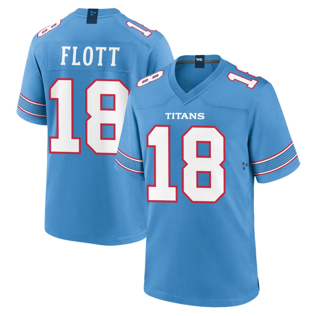 Qdoa T.Titans #18 Cor'Dale Flott Player Light Blue 2026 Game Home Stitched Jerseys
