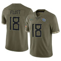 Qdoa T.Titans #18 Cor'Dale Flott Player Olive Limited Salute to Service Home Game Stitched Jerseys