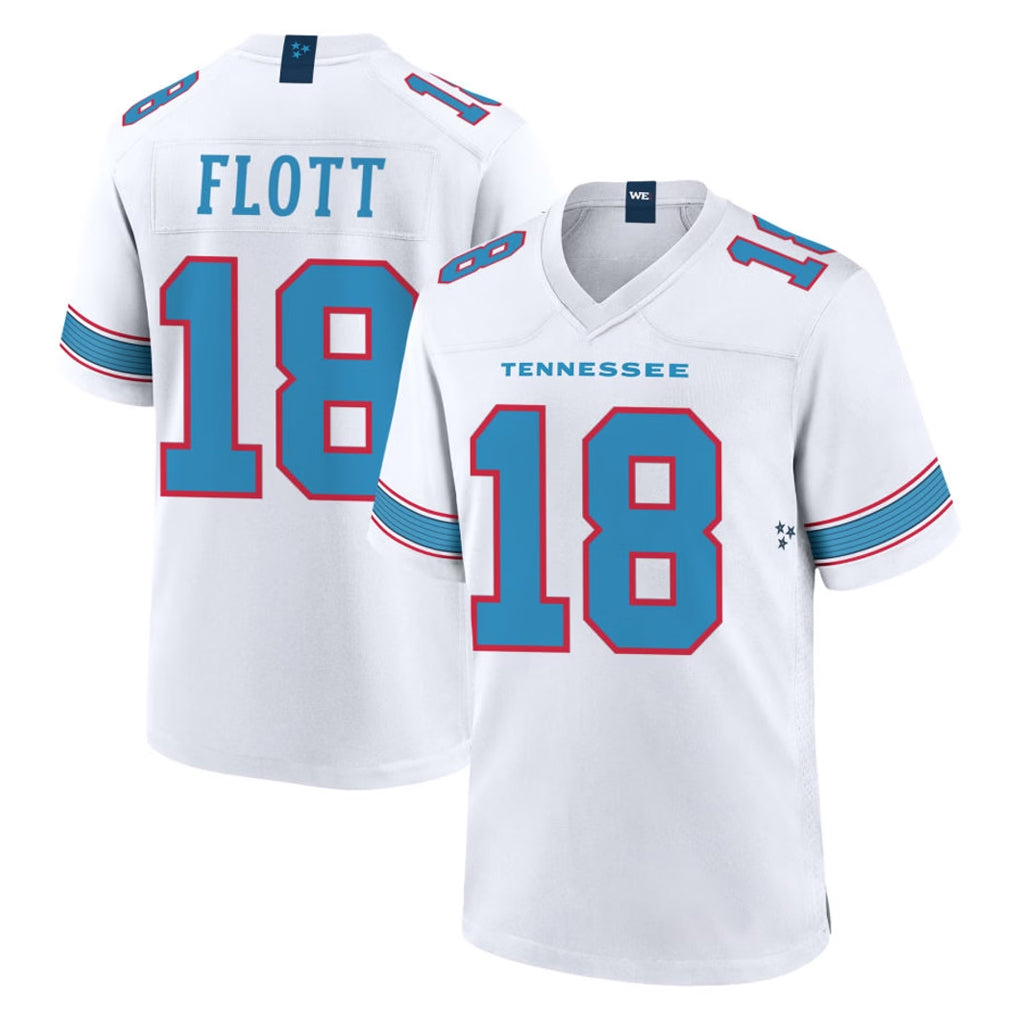 Qdoa T.Titans #18 Cor'Dale Flott Player White 2026 Game Home Stitched Jerseys