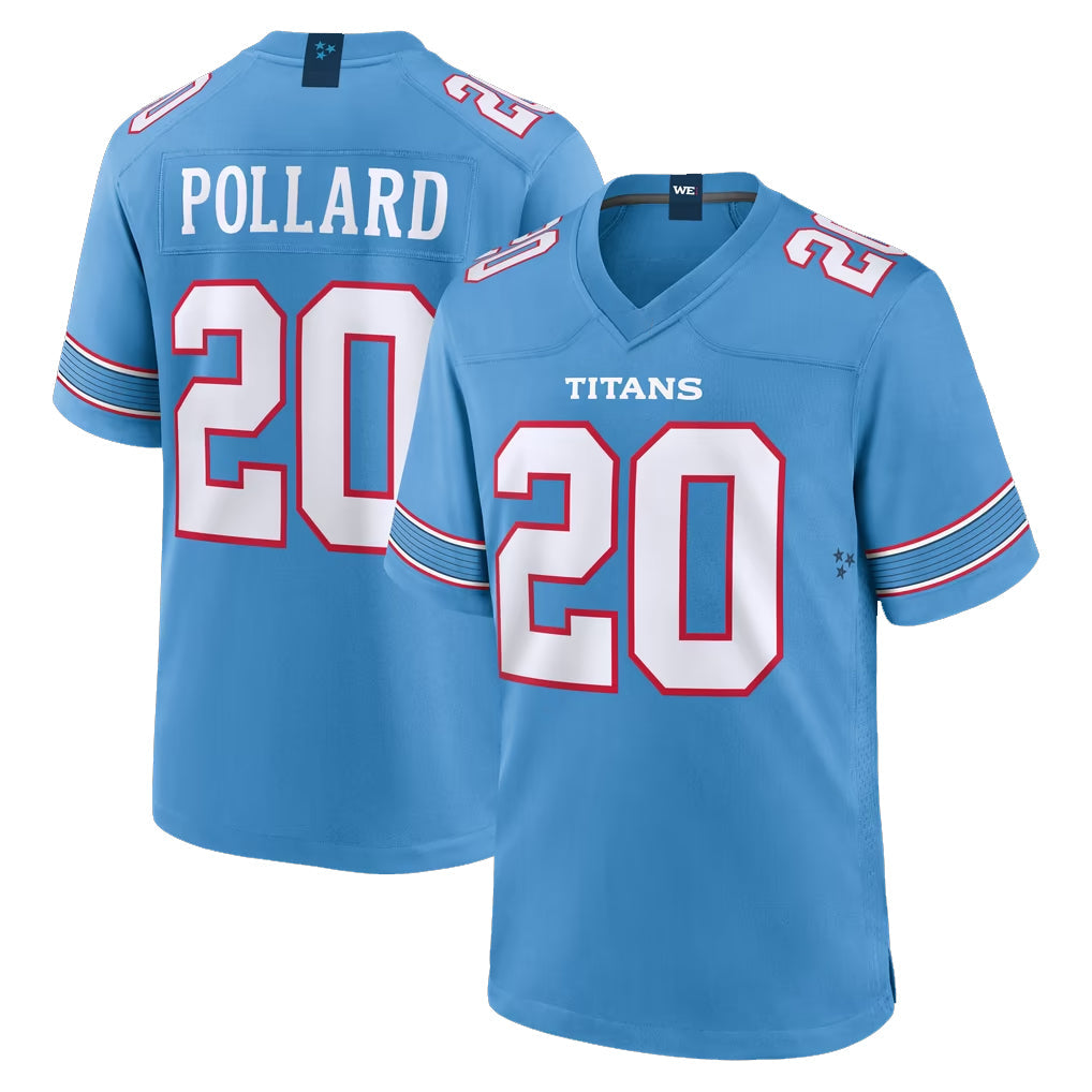 Qdoa T.Titans #20 Tony Pollard Player Light Blue 2026 Game Home Stitched Jerseys