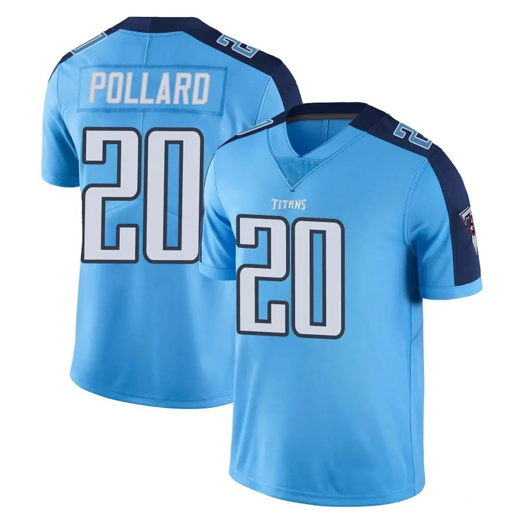 Qdoa T.Titans #20 Tony Pollard Player Light Blue Limited Color Rush Home Game Stitched Jerseys