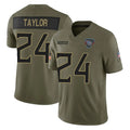 Qdoa T.Titans #24 Alontae Taylor Player Olive Limited 2025 Salute to Service Home Game Stitched Jerseys