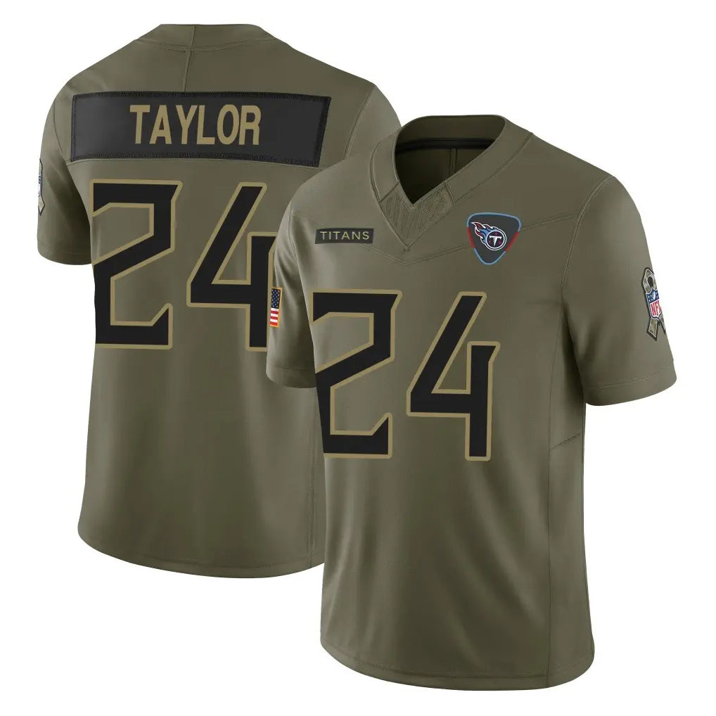 Qdoa T.Titans #24 Alontae Taylor Player Olive Limited 2025 Salute to Service Home Game Stitched Jerseys