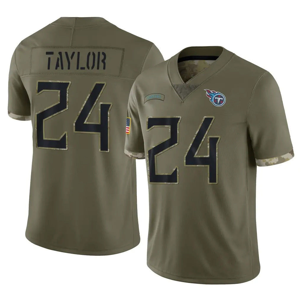 Qdoa T.Titans #24 Alontae Taylor Player Olive Limited Salute to Service Home Game Stitched Jerseys