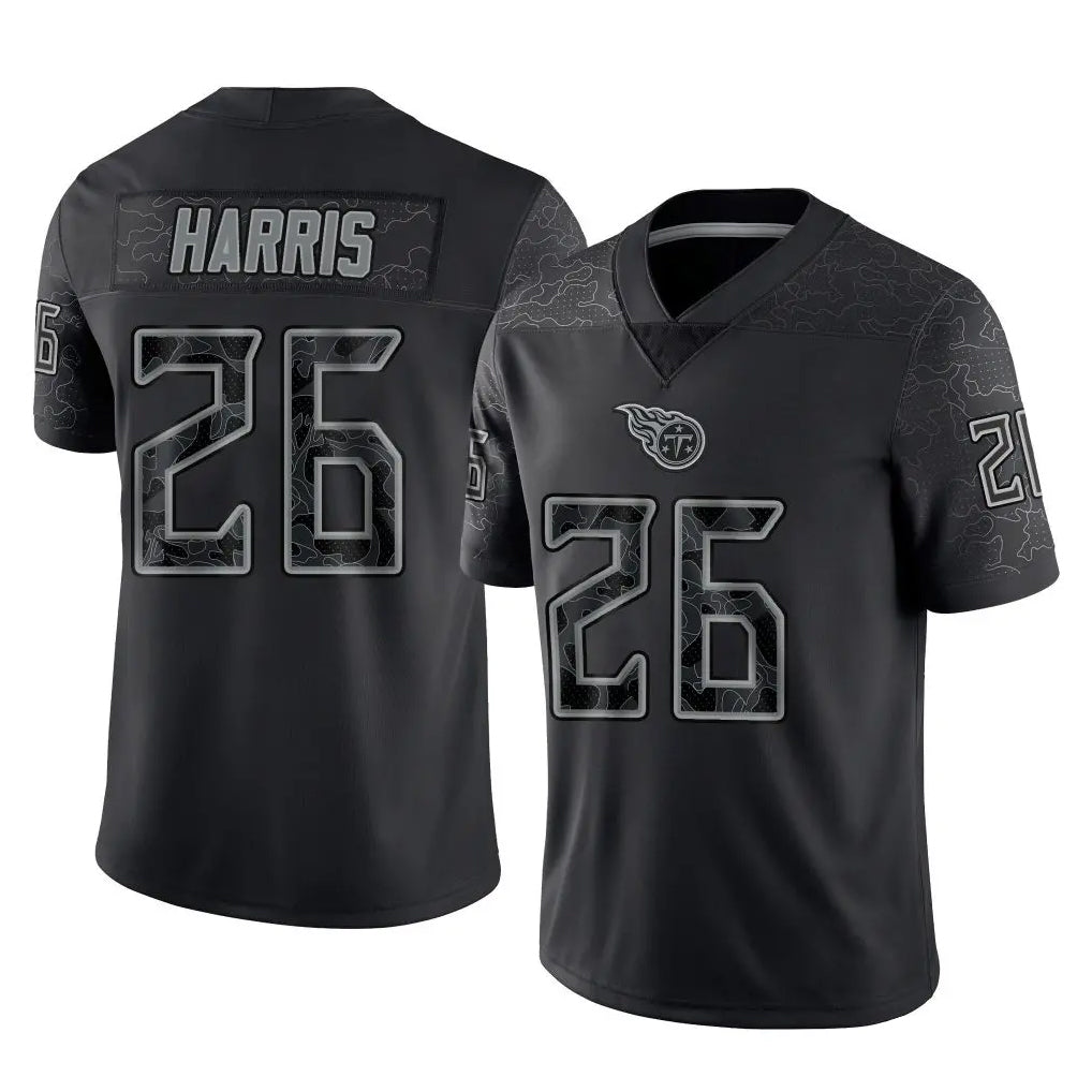 Qdoa T.Titans #26 Marcus Harris Player Black Limited Reflective Home Game Stitched Jerseys