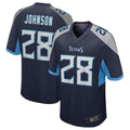 Qdoa T.Titans #28 Chris Johnson Navy Retired Player Game Jersey American Stitched Football Jerseys