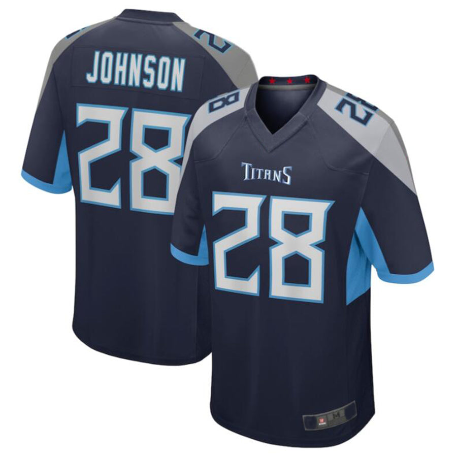 Qdoa T.Titans #28 Chris Johnson Navy Retired Player Game Jersey American Stitched Football Jerseys