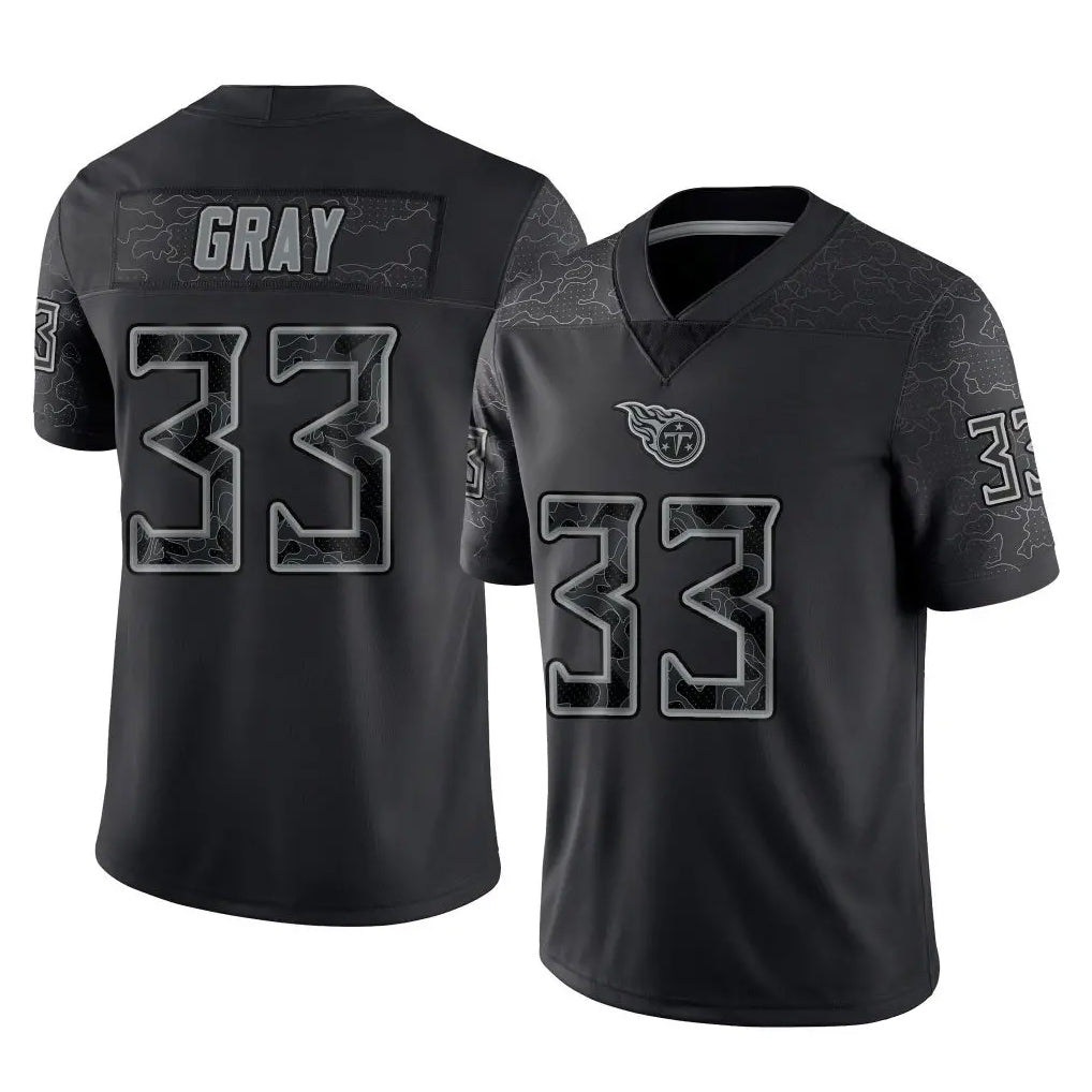 Qdoa T.Titans #33 Cedric Gray Player Black Limited Reflective Home Game Stitched Jerseys