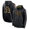 Qdoa T.Titans #33 Cedric Gray Player Black Salute to Service Sideline Performance Pullover Hoodies Home Game Stitched Jerseys