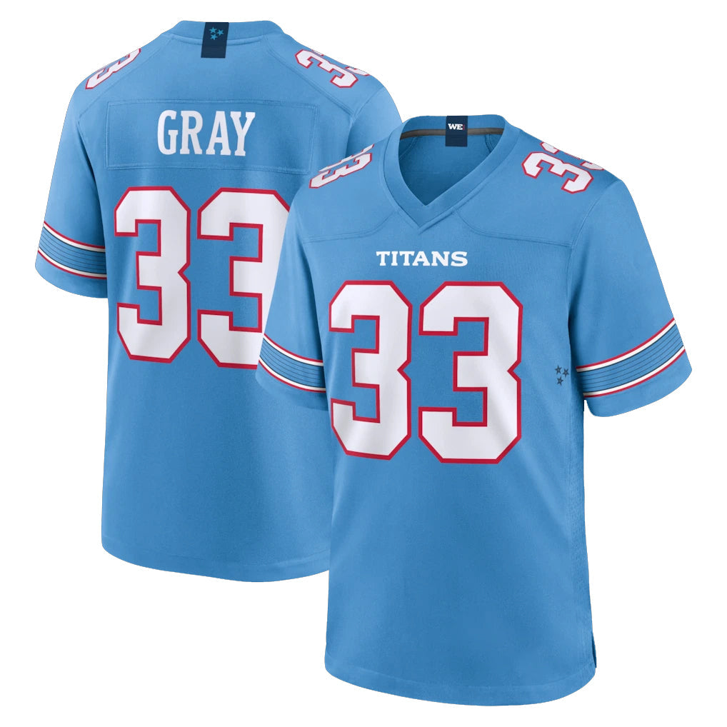 Qdoa T.Titans #33 Cedric Gray Player Light Blue 2026 Game Home Stitched Jerseys
