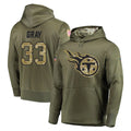 Qdoa T.Titans #33 Cedric Gray Player Olive Salute to Service Pullover Hoodies Home Game Stitched Jerseys
