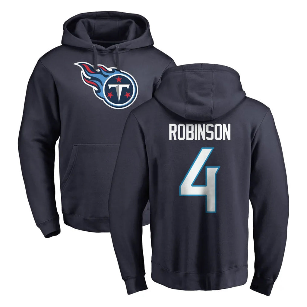 Qdoa T.Titans #4 Wan'Dale Robinson Player Navy Logo Pullover Hoodies Home Game Stitched Jerseys