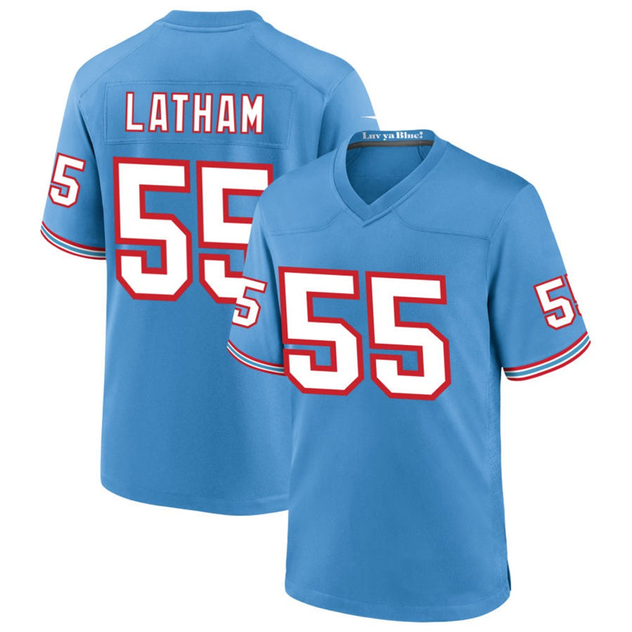 Qdoa T.Titans #55 JC Latham Player Blue Throwback Alternate Game Stitched Jerseys