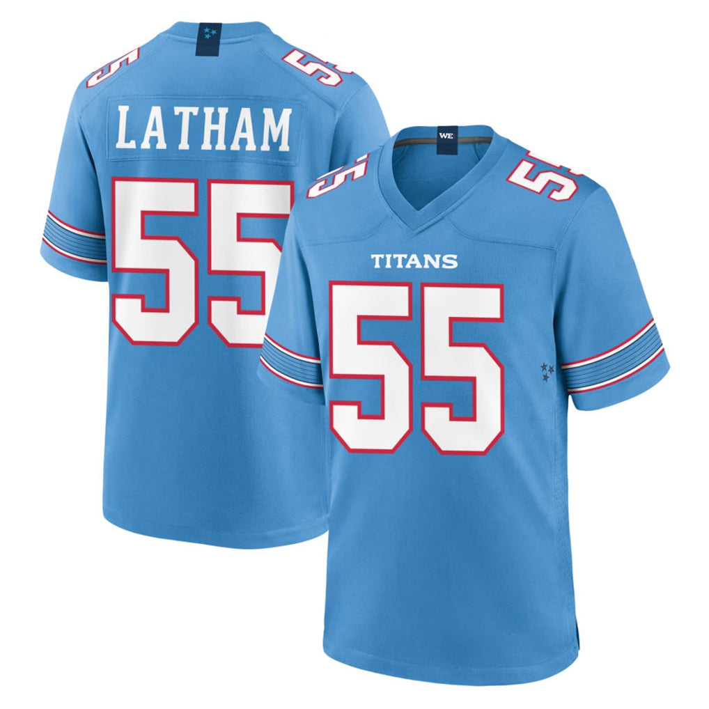 Qdoa T.Titans #55 JC Latham Player Light Blue 2026 Game Home Stitched Jerseys