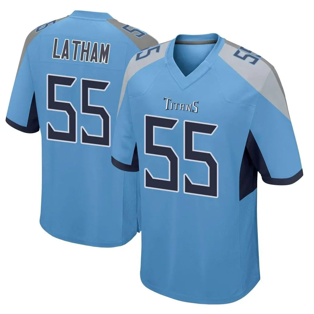 Qdoa T.Titans #55 JC Latham Player Light Blue Home Game Stitched Jerseys
